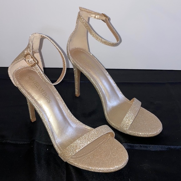 DREAM PAIRS Women's Glitter Gold Ankle Strap High Stiletto Heels Pumps Heel - Picture 10 of 14